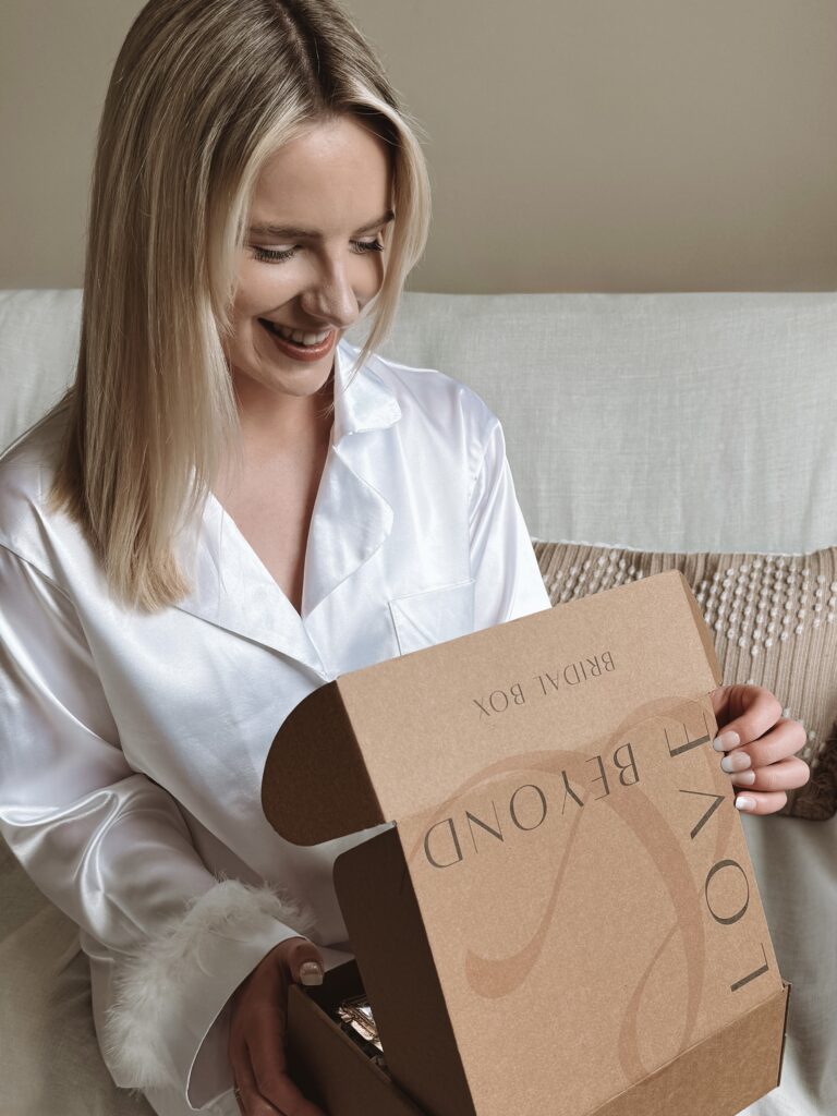 Bride opening her bridal subscription box